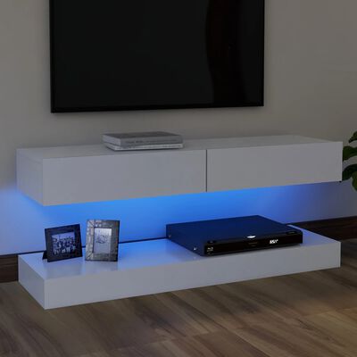 vidaXL TV-benk med LED-lys hvit 120x35 cm