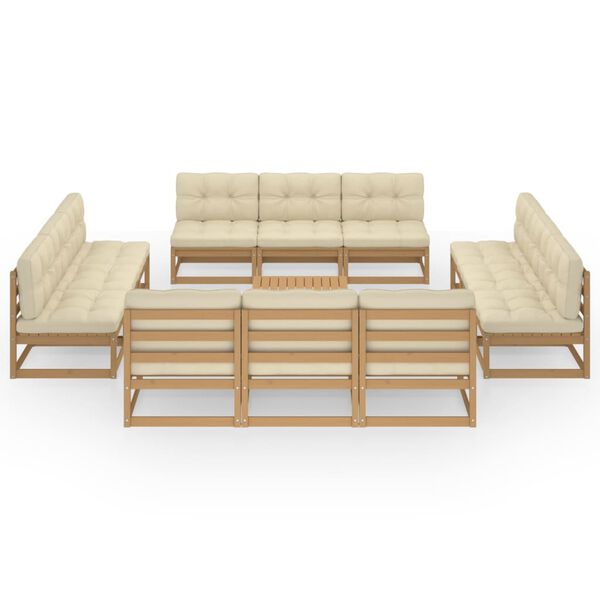 vidaXL Hagesofagruppe med puter 13 deler heltre furu