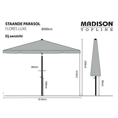 Madison Parasoll Flores Luxe 300 cm rund ecru