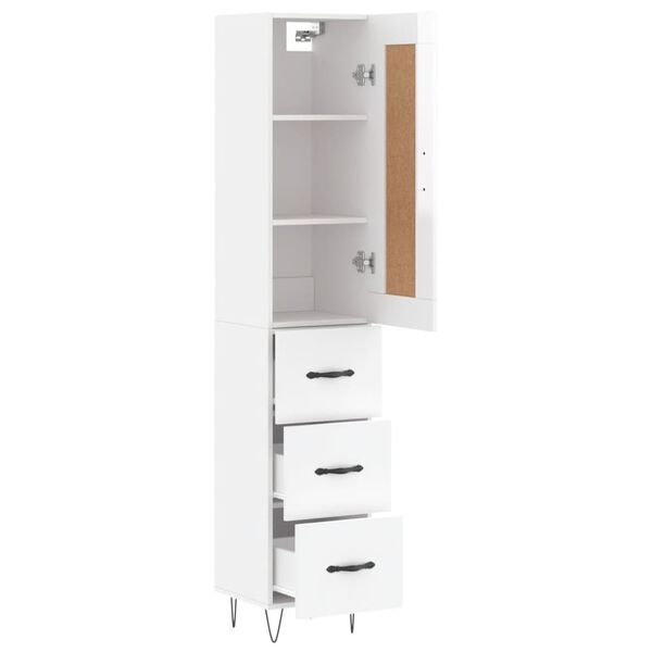 vidaXL Highboard h&oslash;yglans hvit 34,5x34x180 cm konstruert tre