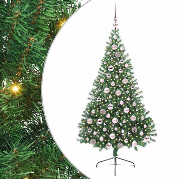 vidaXL Kunstig Forh&aring;ndsopplyst Juletre med 300 LED gr&oslash;nn 180 cm PVC