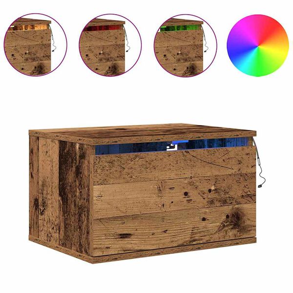 vidaXL Vegghengt nattbord Gammelt tre 50 x 36 x 30 cm Konstruert tre