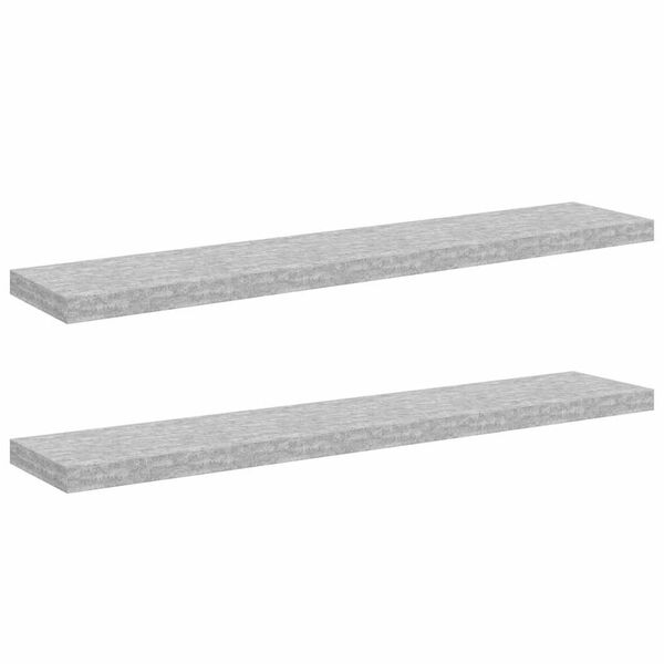 vidaXL Flytende vegghyller 2 stk betonggr&aring; 120x23,5x3,8 cm MDF