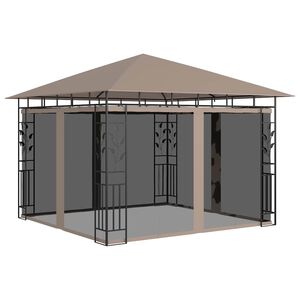 vidaXL Paviljong med myggnett 3x3x2,73 m gr&aring;brun 180 g/m&sup2;