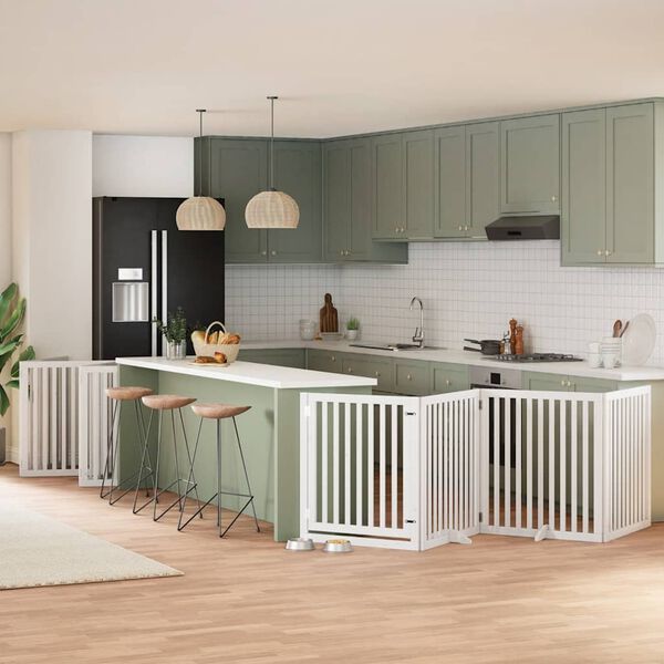 vidaXL Hundeport sammenleggbar 12 paneler hvit 960 cm poppeltre