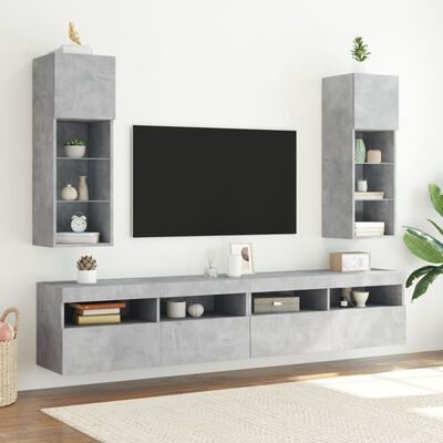 vidaXL TV-benker med LED-lys 2 stk betonggrå 30,5x30x90 cm