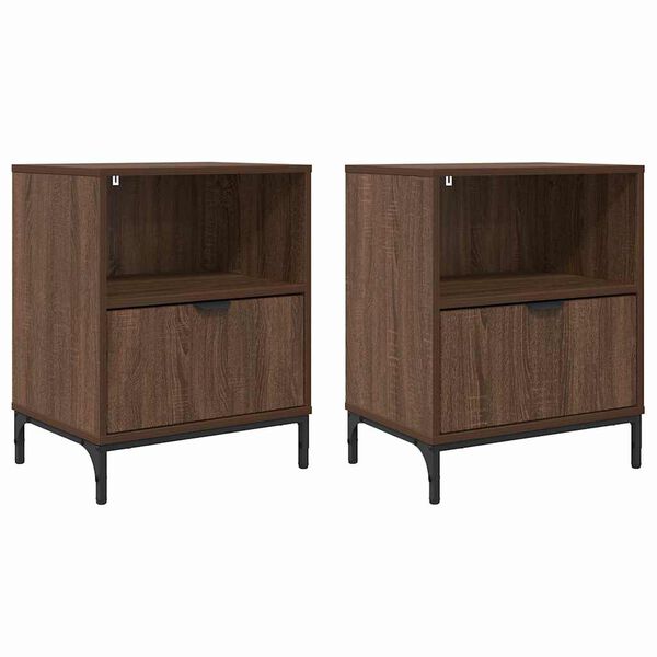 vidaXL Nattbordskap 2 pcs brun eik 49 x 36 x 61 cm Konstruert tre
