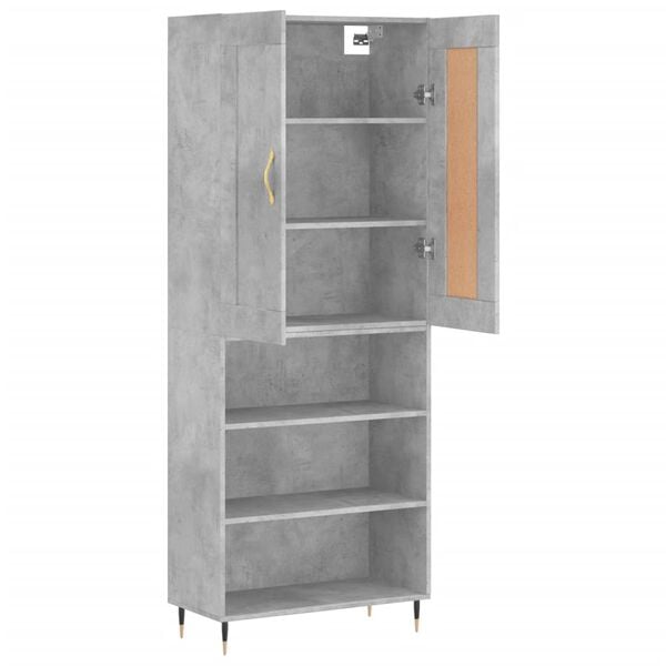 vidaXL Highboard betonggr&aring; 69,5x34x180 cm konstruert tre
