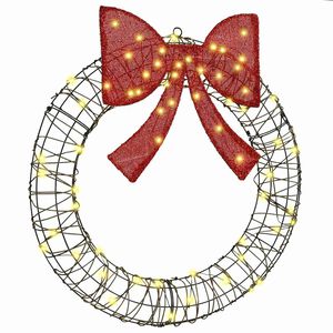 vidaXL Krans med 60 LED Varmhvit 76 x 76 x 8 cm Rotting