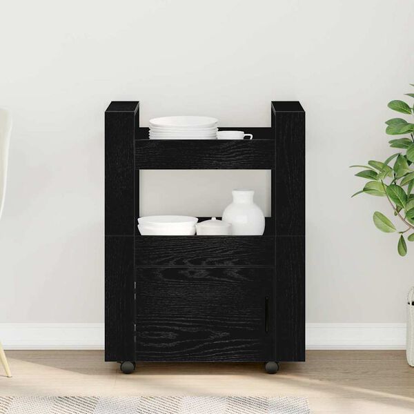 vidaXL Kj&oslash;kkenvogn Svart eik 60 x 45 x 80 cm Konstruert tre