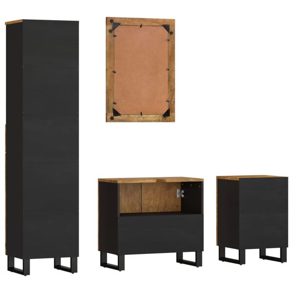 vidaXL Baderomsskapsett 4 deler heltre mango