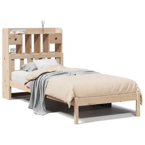 vidaXL Seng med bokhylle uten madrass 90x190 cm heltre furu