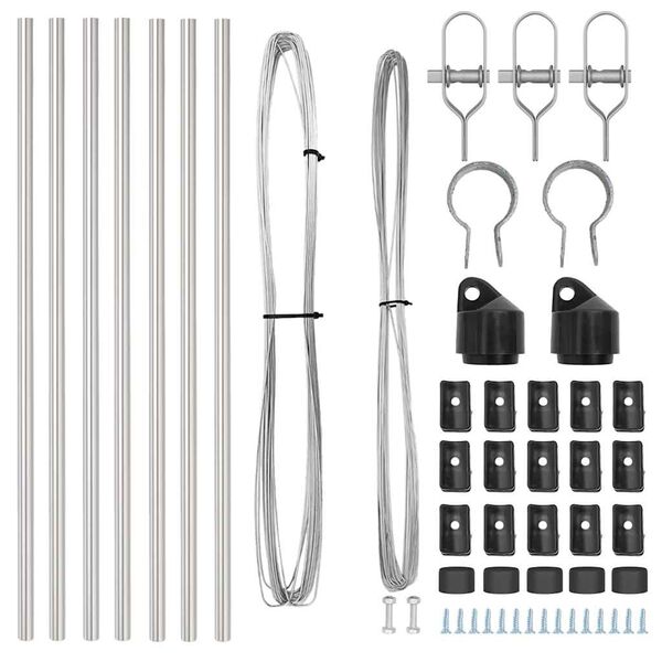 vidaXL Gjerdep&aring;le 7 pcs s&oslash;lv St&aring;l