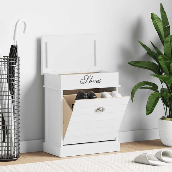 vidaXL Skoskap hvit 50x28x58 cm keisertre