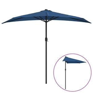 vidaXL Balkongparasoll med aluminiumsstang bl&aring; 270x144x222 cm halv