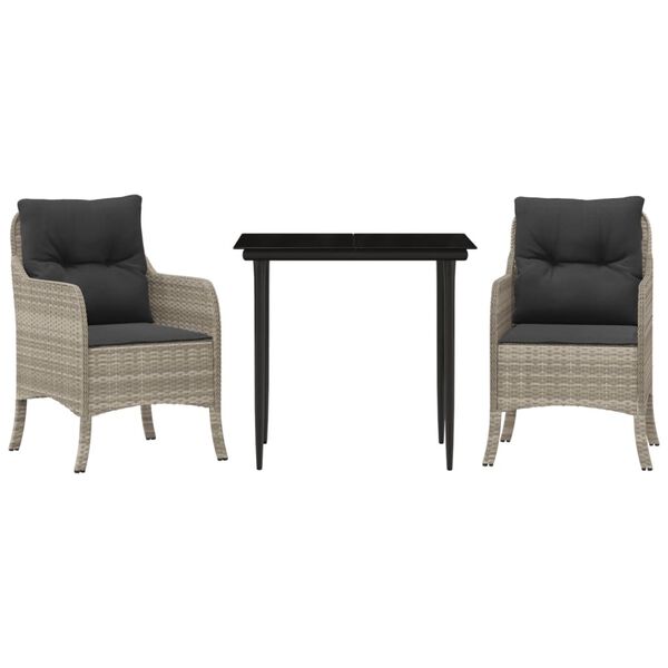 vidaXL Hagespisegruppe med puter 7 deler lysegrå polyrotting