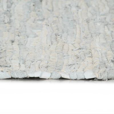 vidaXL Håndvevet Chindi teppe lær 80x160 cm lysegrå
