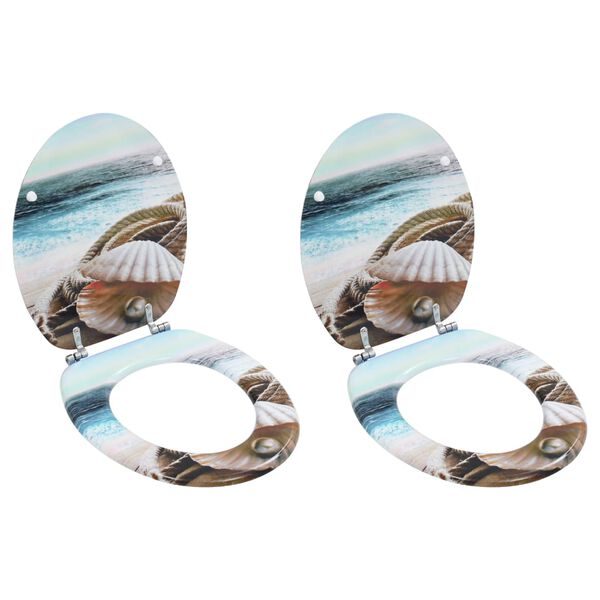 vidaXL Toalettseter 2 stk MDF sj&oslash;skjell-design