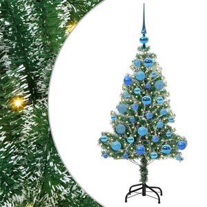 vidaXL Kunstig Julesekk Sn&oslash; Flocket med LED Lys Gr&oslash;nn og hvit 120 cm