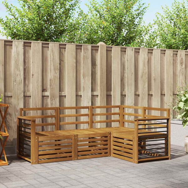 vidaXL Sofasett 4 pcs Naturlig Solid akasietre