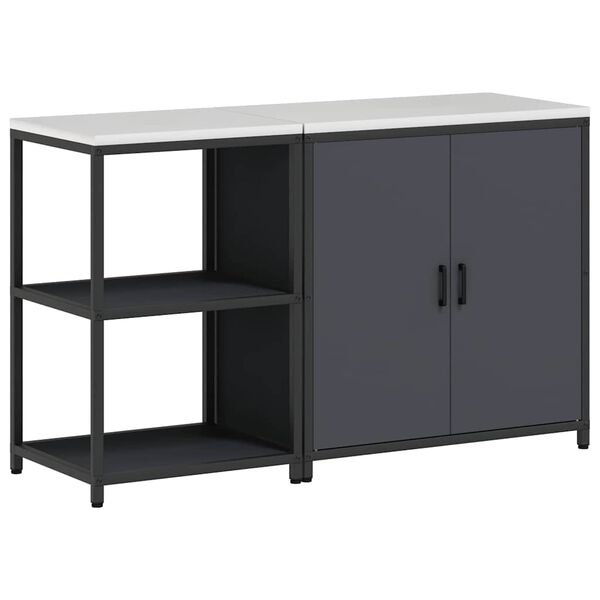 vidaXL Kj&oslash;kkenoppbevaringssett med hylle 2 pcs Antrasitt Kaldvalsest&aring;l