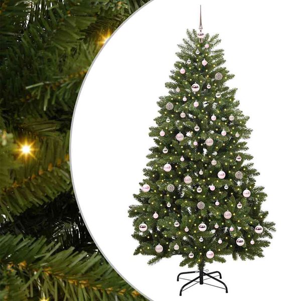 vidaXL Kunstig juletre med 300 LED gr&oslash;nn 210 cm PVC og metall