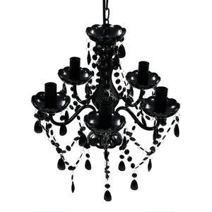Taklampe/lysekrone svart 5 lysp&aelig;rer