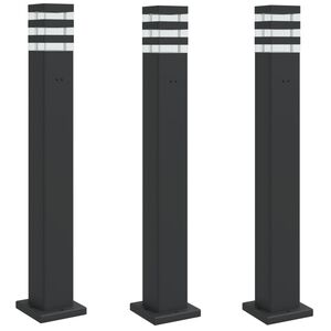 vidaXL Utend&oslash;rs gulvlamper med uttak 3 stk svart 80 cm aluminium