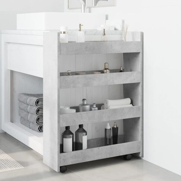 vidaXL Smal oppbevaringsvogn 4 lag betonggr&aring; konstruert tre