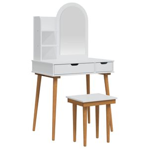 vidaXL Sminkebordsett FAUSKE 4 stk. Hvit 76 x 50 x 143 cm