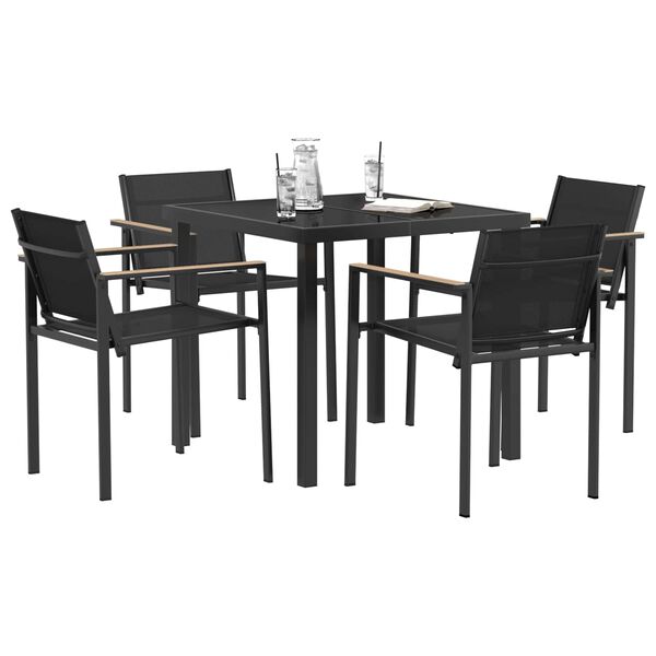 vidaXL Utem&oslash;belsett 5 pcs Svart og Anthracite 80 x 80 x 73 cm