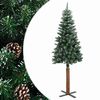 vidaXL Slankt juletre med ekte tre og hvit sn&oslash; gr&oslash;nn 180 cm