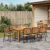 vidaXL Hage Spisegruppe 9 pcs Svart Poly rattan