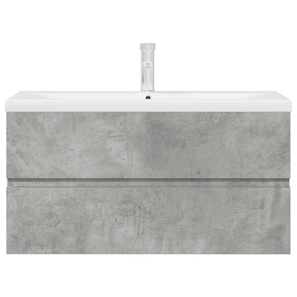 vidaXL Baderomsskapsett 2 deler betonggr&aring; konstruert tre