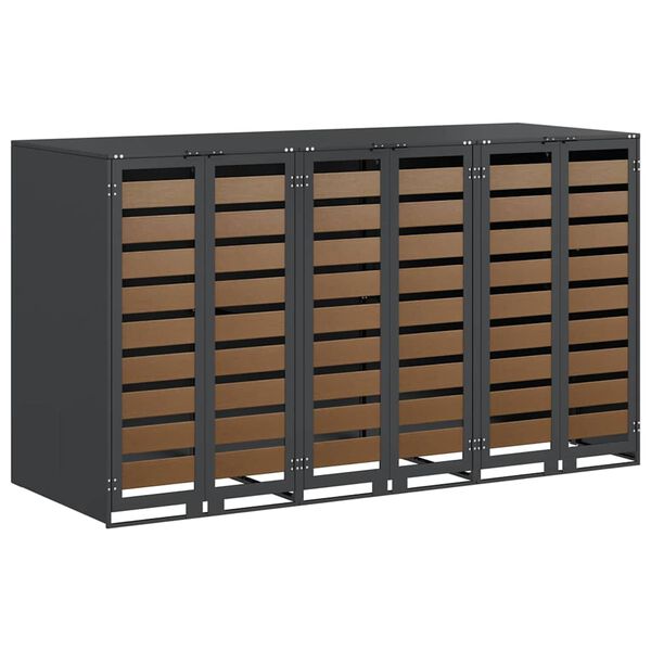 vidaXL Oppbevaring for 3 søppelbøtter Antrasitt 340 x 77.5 x 115.5 cm