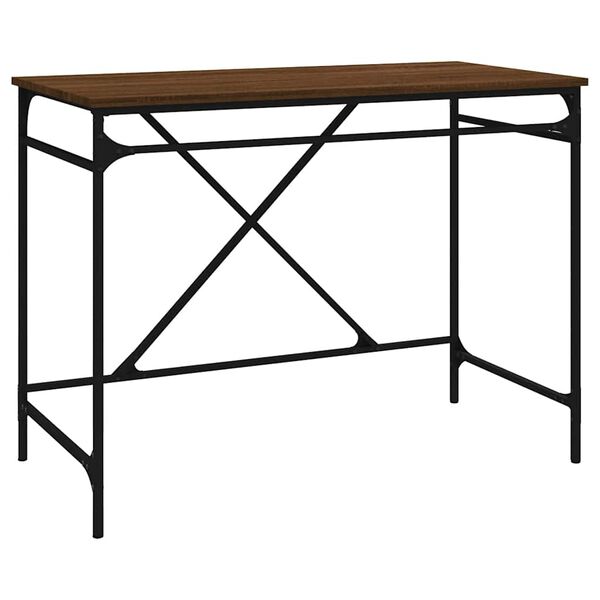 vidaXL Skrivebord brun eik 100x50x75 cm konstruert tre og jern