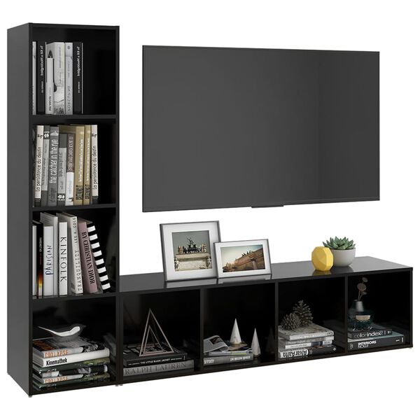 vidaXL TV-benker 2 stk svart 142,5x35x36,5 cm konstruert tre
