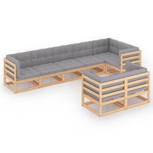 vidaXL Hagesofagruppe med puter 8 deler heltre furu