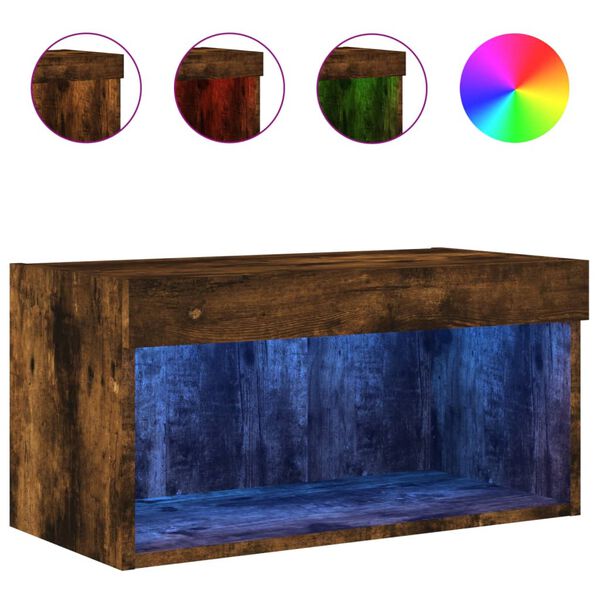 vidaXL TV-benk med LED r&oslash;kt eik 60x30x30 cm