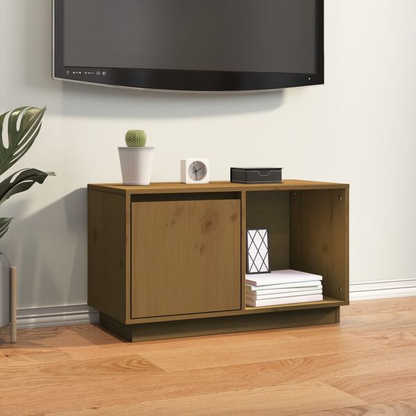 vidaXL TV-benk honningbrun 74x35x44 cm heltre furu
