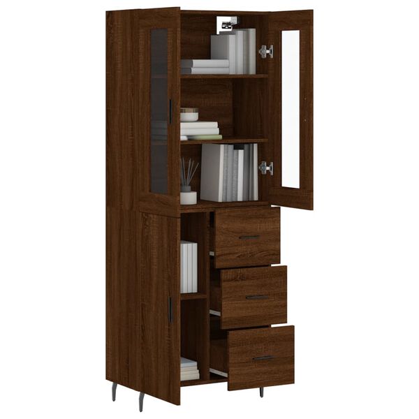 vidaXL Highboard brun eik 69,5x34x180 cm konstruert tre