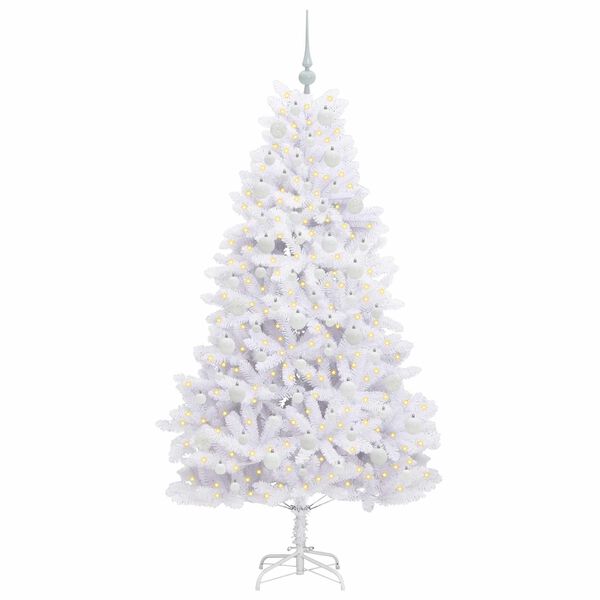 vidaXL Kunstig sammensatt juletre med 300 LED Hvit 180 cm PVC og st&aring;l