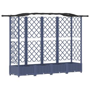 vidaXL Hevet Bed med Trellis og Tak Gr&aring; 203,5 x 40 x 123 cm PP