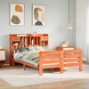 vidaXL Seng med bokhylle uten madrass voksbrun 140x190 cm heltre furu