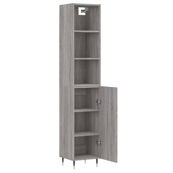 vidaXL Highboard gr&aring; sonoma 34,5x34x180 cm konstruert tre
