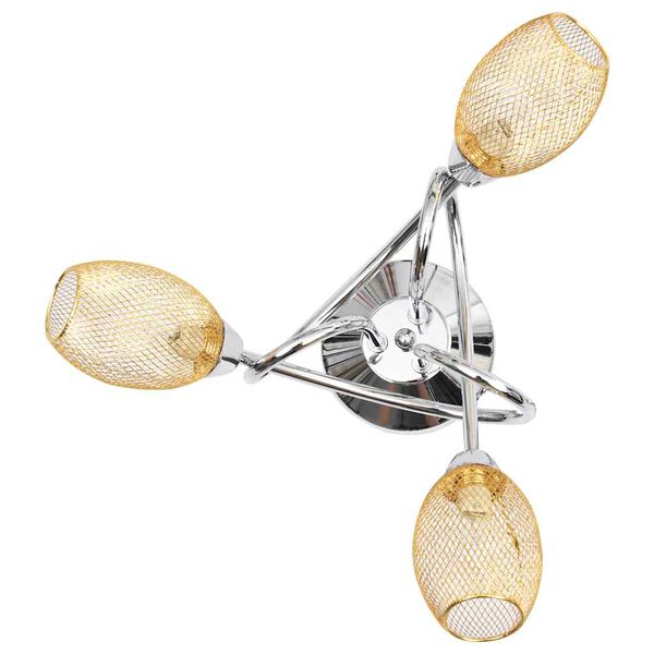 vidaXL Taklampe med forgylte lampeskjermer for 3 G9-lysp&aelig;rer