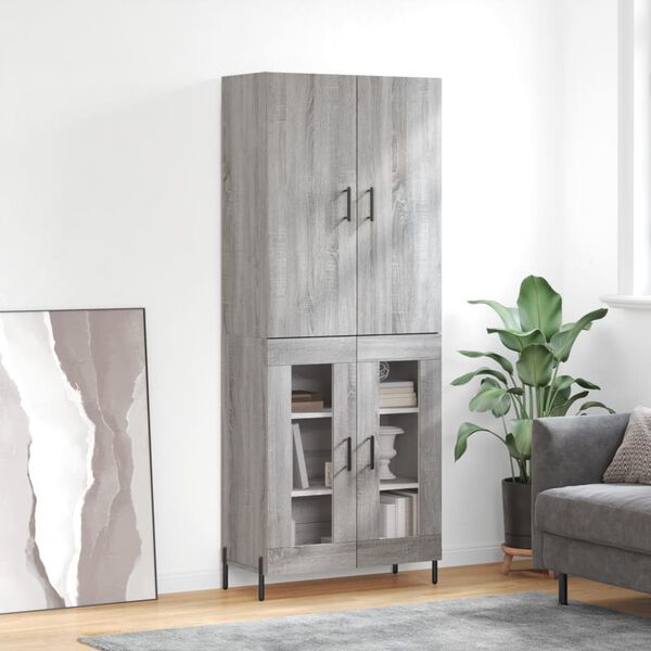 vidaXL Highboard gr&aring; sonoma 69,5x34x180 cm konstruert tre