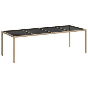vidaXL Hagebord 250x100x75 cm herdet glass og polyrotting beige