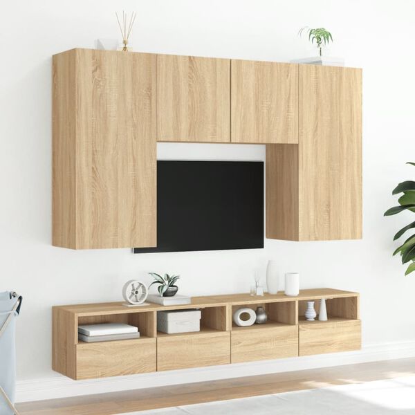 vidaXL Vegghengt TV-benk sonoma eik 100x30x30 cm konstruert tre