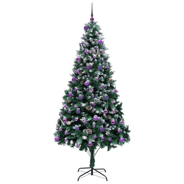 vidaXL Kunstig juletre med 300 LED grønn 240 cm PVC og Stål og Plast